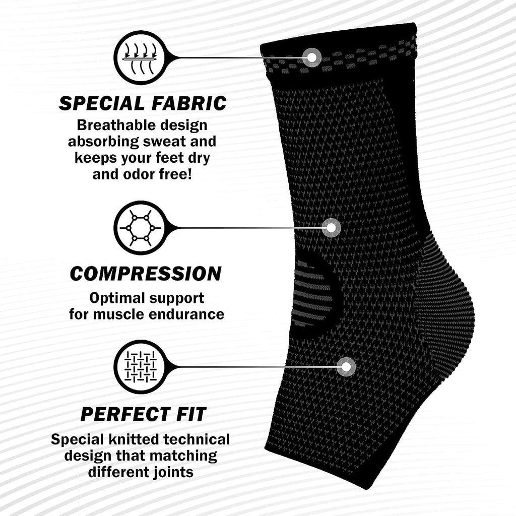 Knee Brace + Ankle Brace (Pair) Compression Support Sleeve for Men & Women, Knee and Ankle Support for Weightlifting