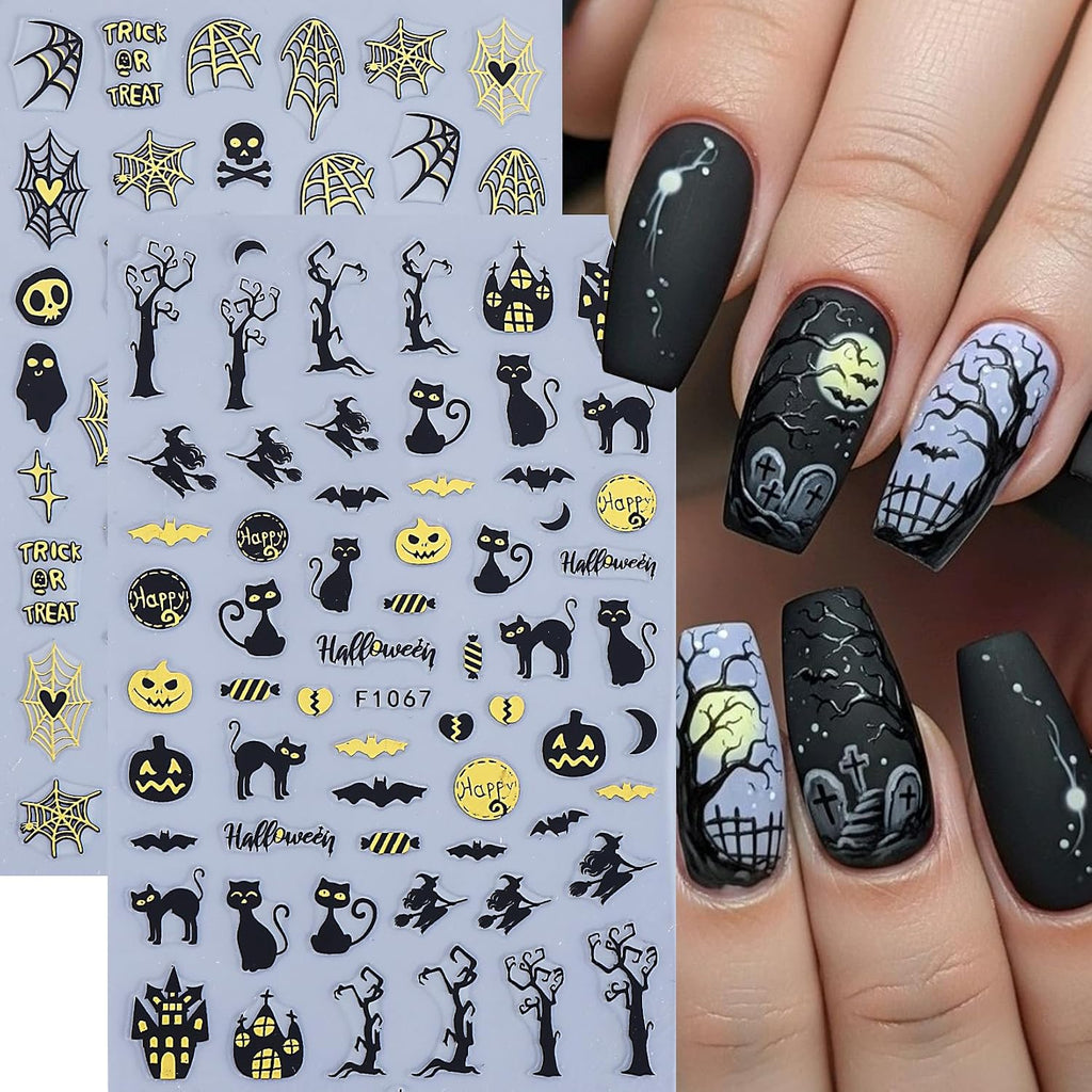 10 Sheets Gothic Halloween 3D Nail Stickers Decals for Nail Art Decoration