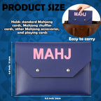 Leather Mahjong Card Holder Gift, Navy Blue, 9.5x6.8 Inch, Solid Color