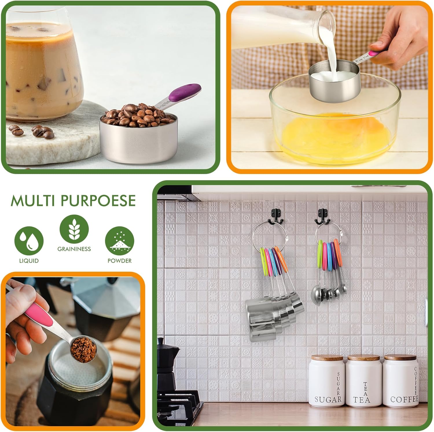 10-Pack Measuring Cups &Spoons Set, Kitchen Gadagets Cooking Baking, Measuring Spoons, Heavy Duty & Dishwasher Safe