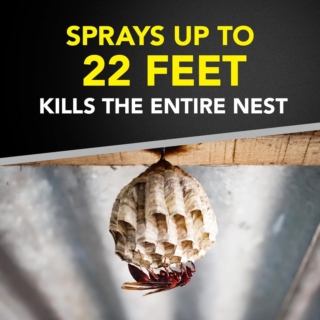 Wasp and Hornet Killer Spray, Kills the entire nest, Kills Paper Wasps, Yellow Jackets, Mud Daubers and more, 14 oz