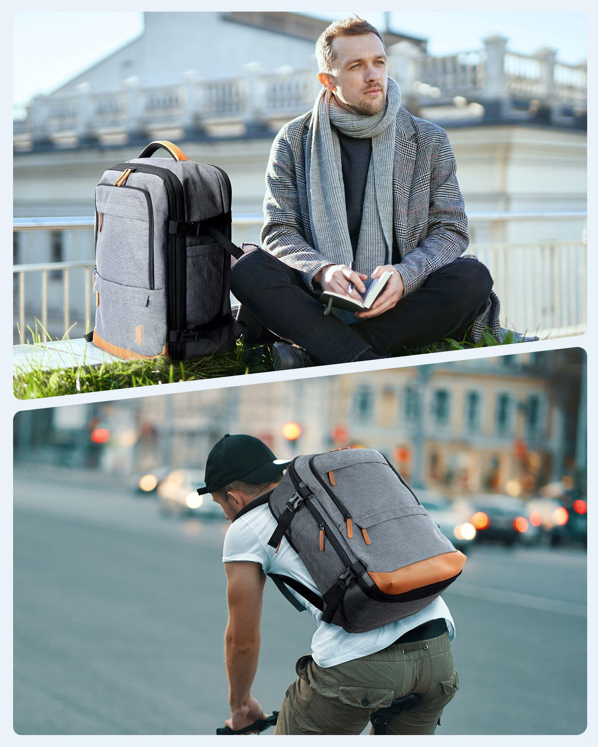 37L Expandable Travel Backpack Compression Carry On Daypack