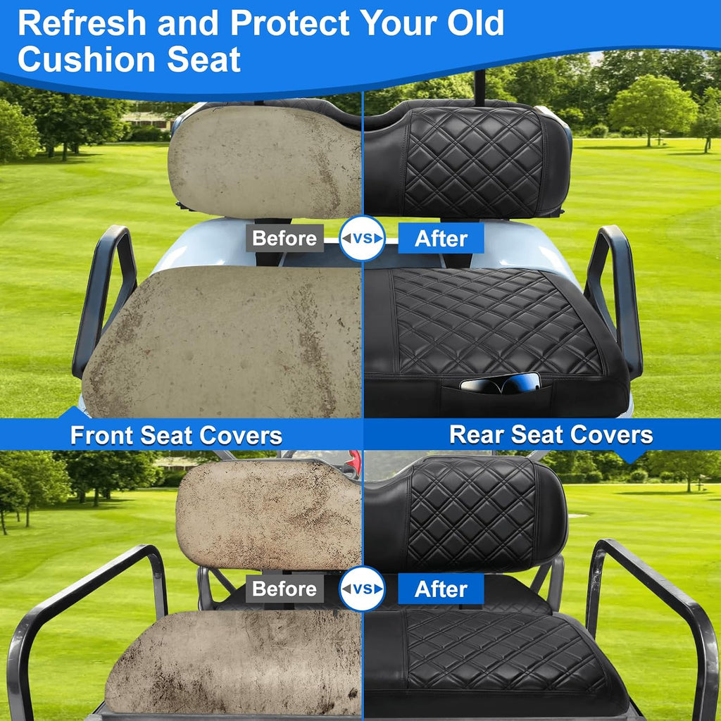 MOSNAI Golf Cart Front and Rear Seat Covers for EZGO TXT Freedom 1994+, RXV