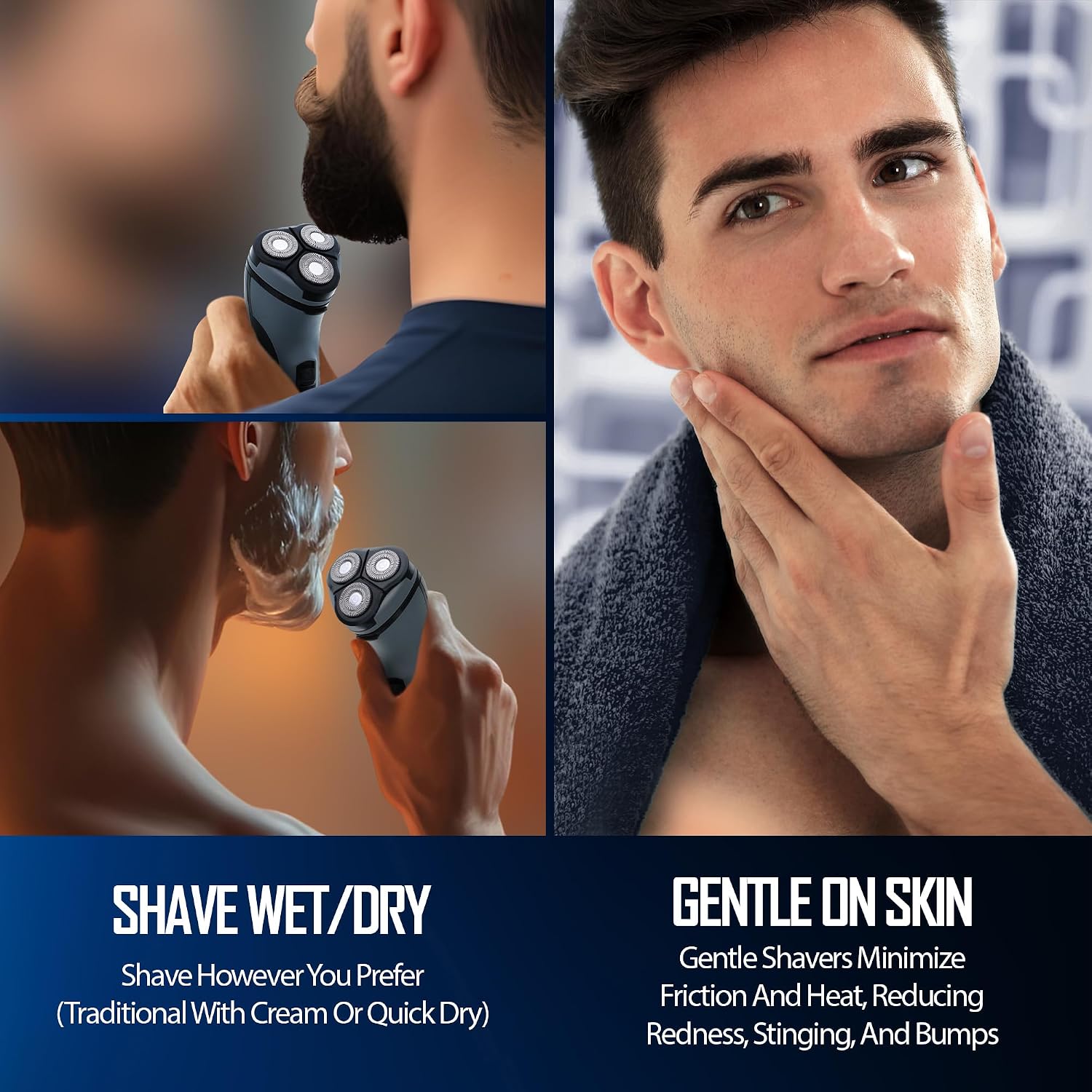 Barbasol Rotary Shaver, Rechargeable Electric Rotary Shaver with Stainless Steel Blades, Pop-Up Trimmer, Wireless