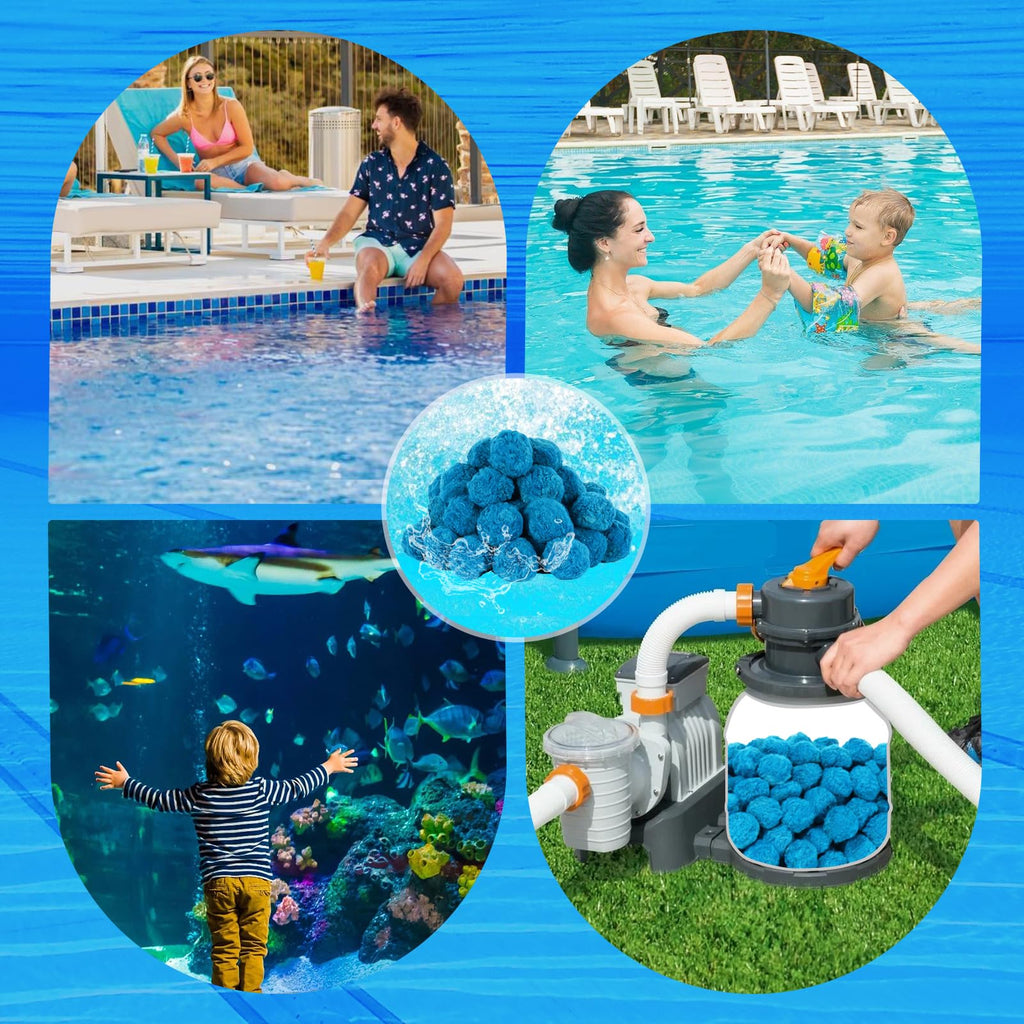 3.1 lbs Pool Filter Balls for Sand Filter, Reusable Pool Sand Filter Balls, Efficient Blue Filter Media Balls