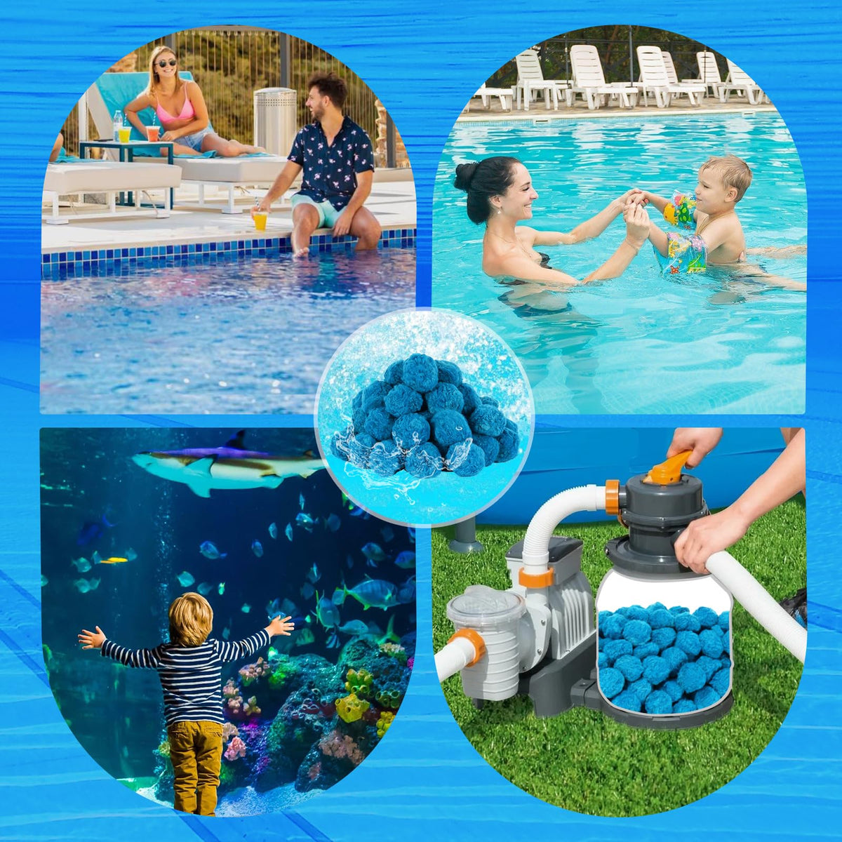 3.1 lbs Pool Filter Balls for Sand Filter, Reusable Pool Sand Filter Balls, Efficient Blue Filter Media Balls