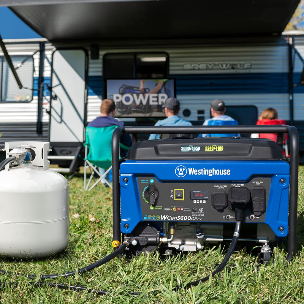 4650 Peak Watt Dual Fuel Portable Generator, RV Ready 30A Outlet, Gas & Propane Powered, CO Sensor
