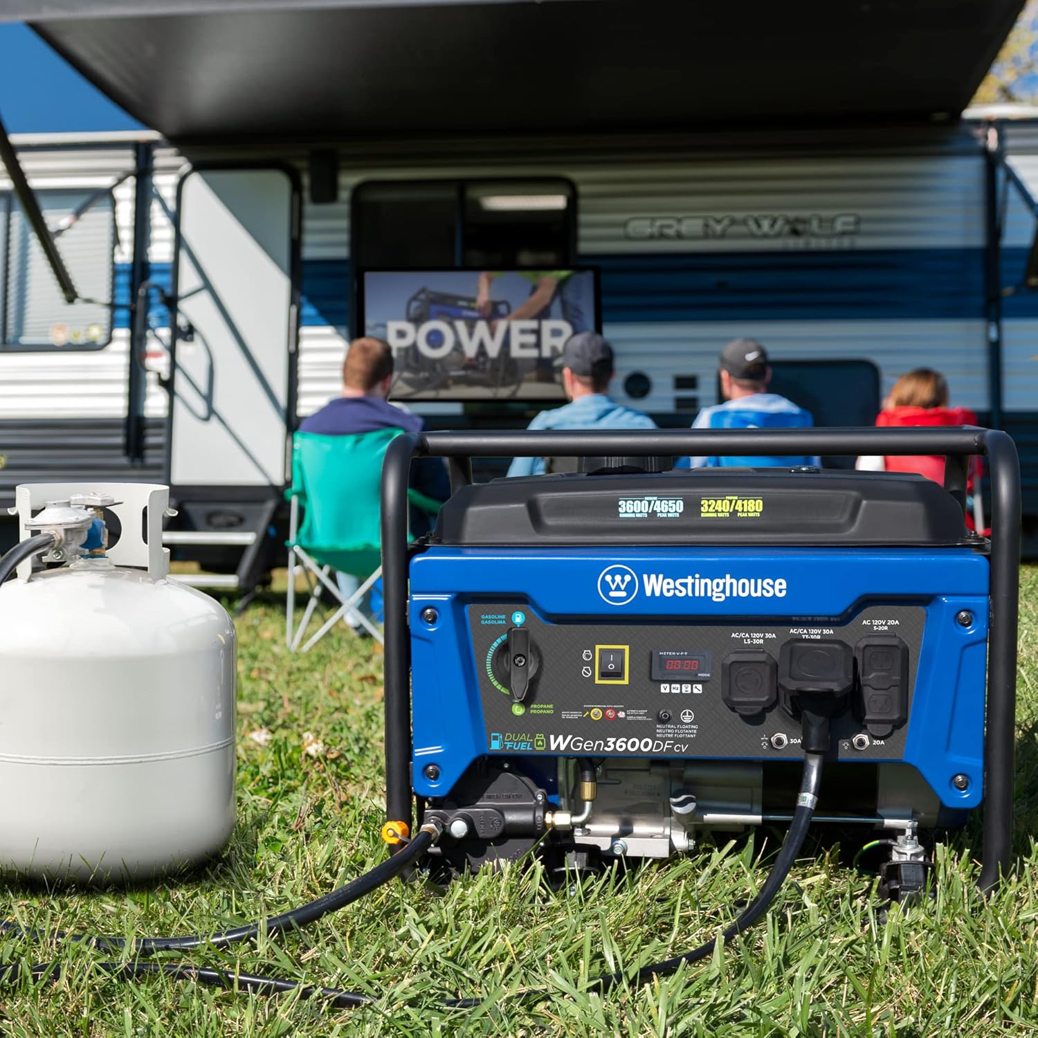 4650 Peak Watt Dual Fuel Portable Generator, RV Ready 30A Outlet, Gas & Propane Powered, CO Sensor