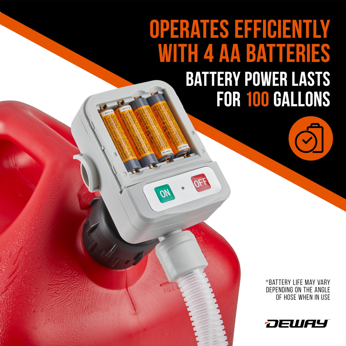 Deway Fuel Transfer Pump, Precision Auto-Shutoff Nozzle, 2.4 GPM, 51 in
