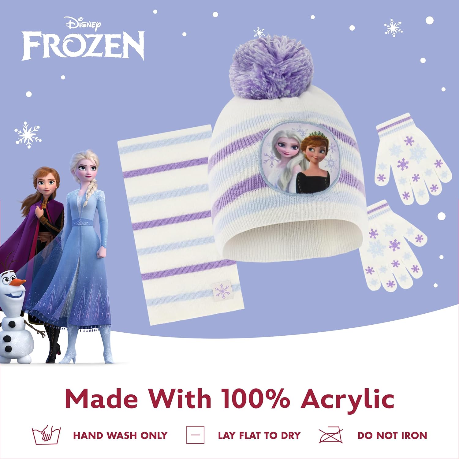 Disney Winter Hat, Scarf, and Kids Gloves Or Toddlers Mittens, Frozen Elsa and Anna Baby Beanie for Girls