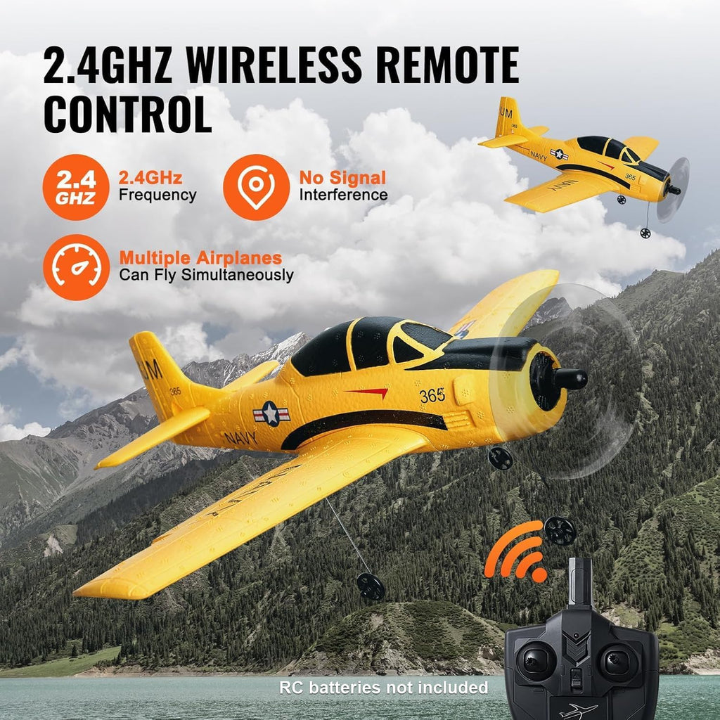 RC Plane, 2.4GHZ 4 Channel RC Airplane with 6-Axis Gyro Stabilizer&2 Batteries, Ready to Fly T28 Trainer Aircraft