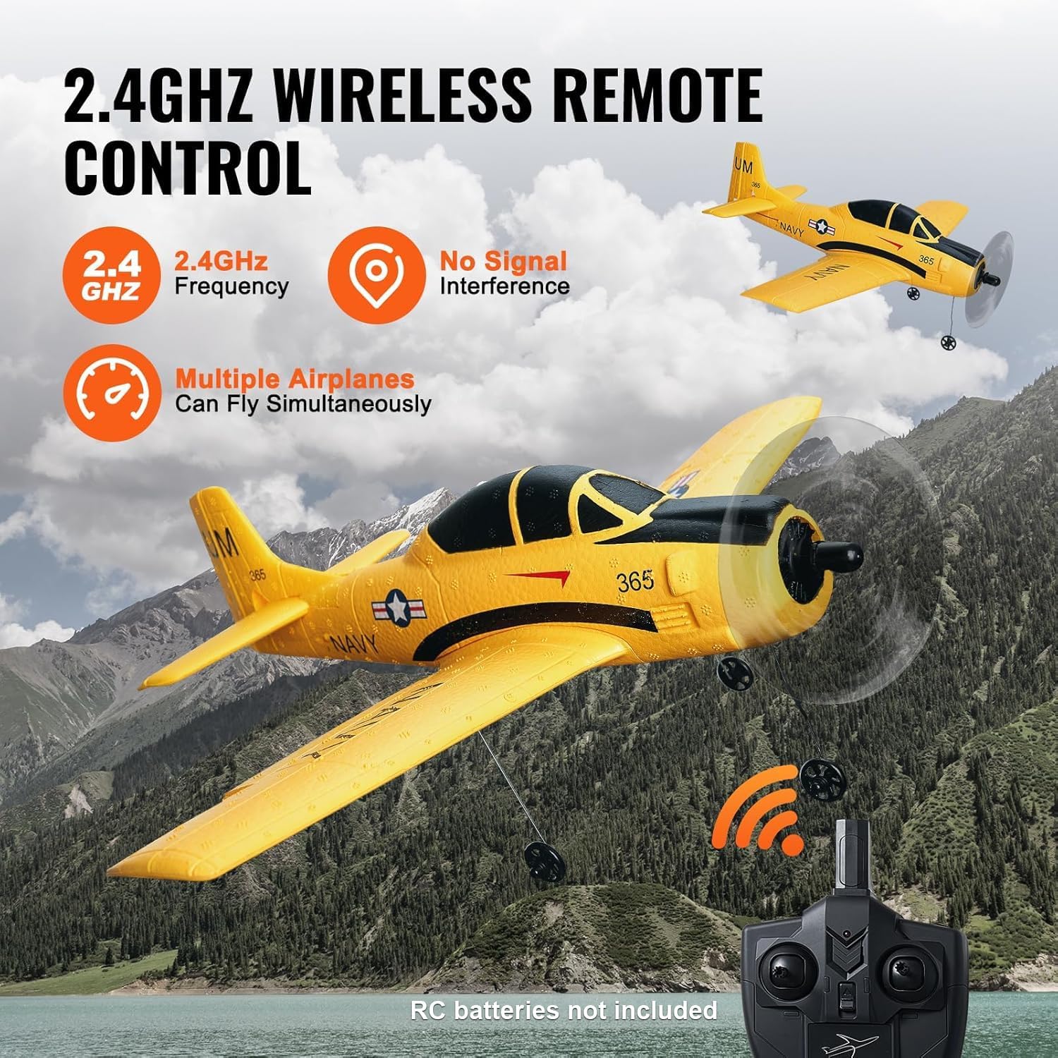 RC Plane, 2.4GHZ 4 Channel RC Airplane with 6-Axis Gyro Stabilizer&2 Batteries, Ready to Fly T28 Trainer Aircraft