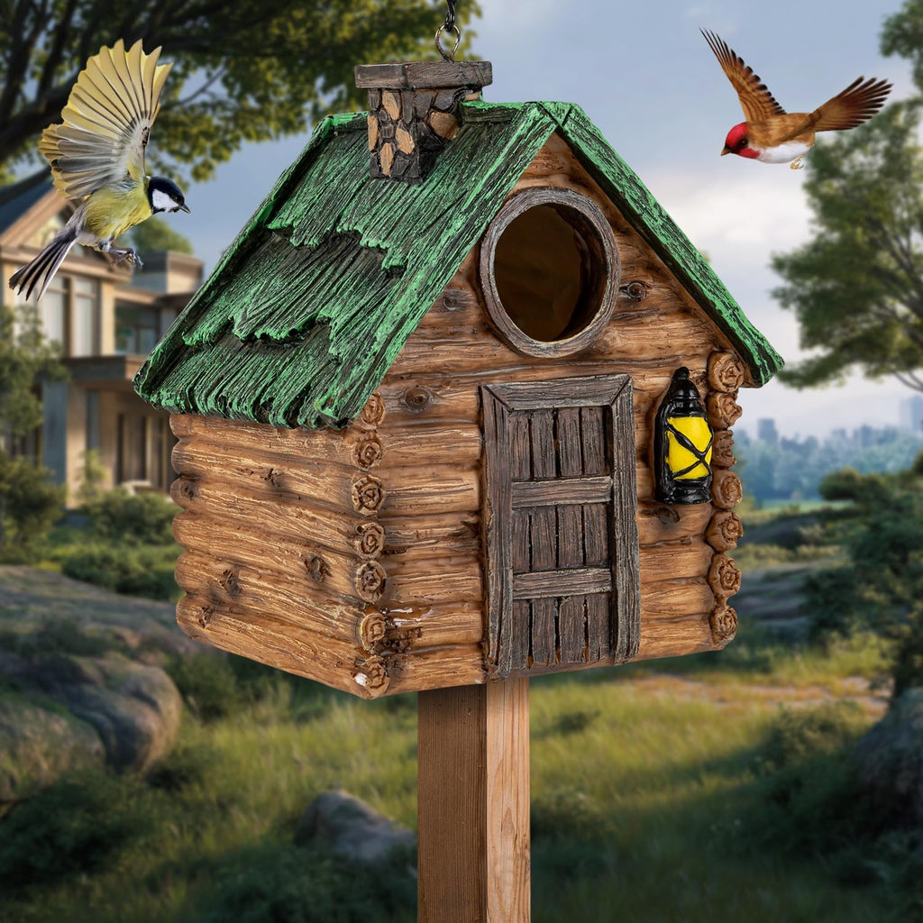 Bird House for Outside, Resin Bluebird House for Outdoors Finches, Cardinals and Yellow Finches Wild Bird Nesting, 5