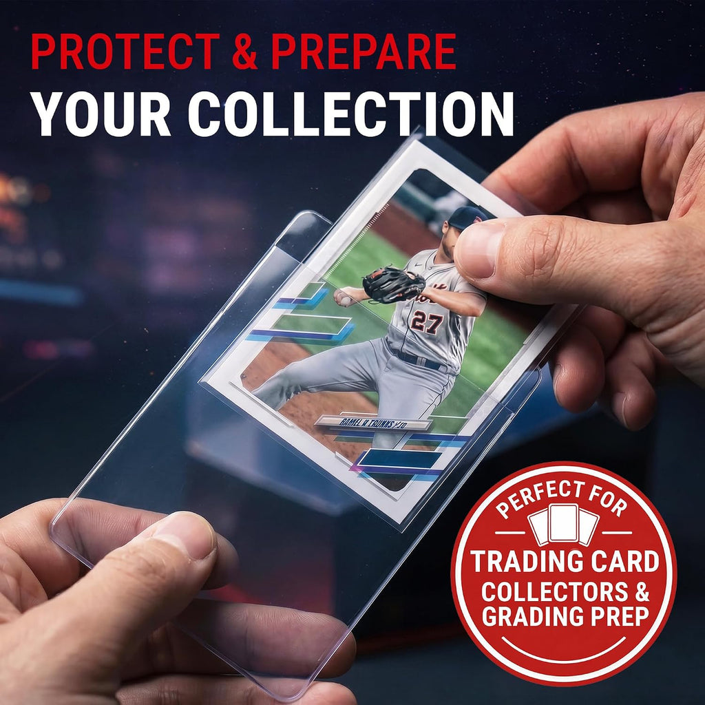 Semi Rigid Card Holder 1/2" Lip – Clear PVC Sleeves for Trading Cards – Fits 2.5" x 3.5" up to 35pt – Card Grading