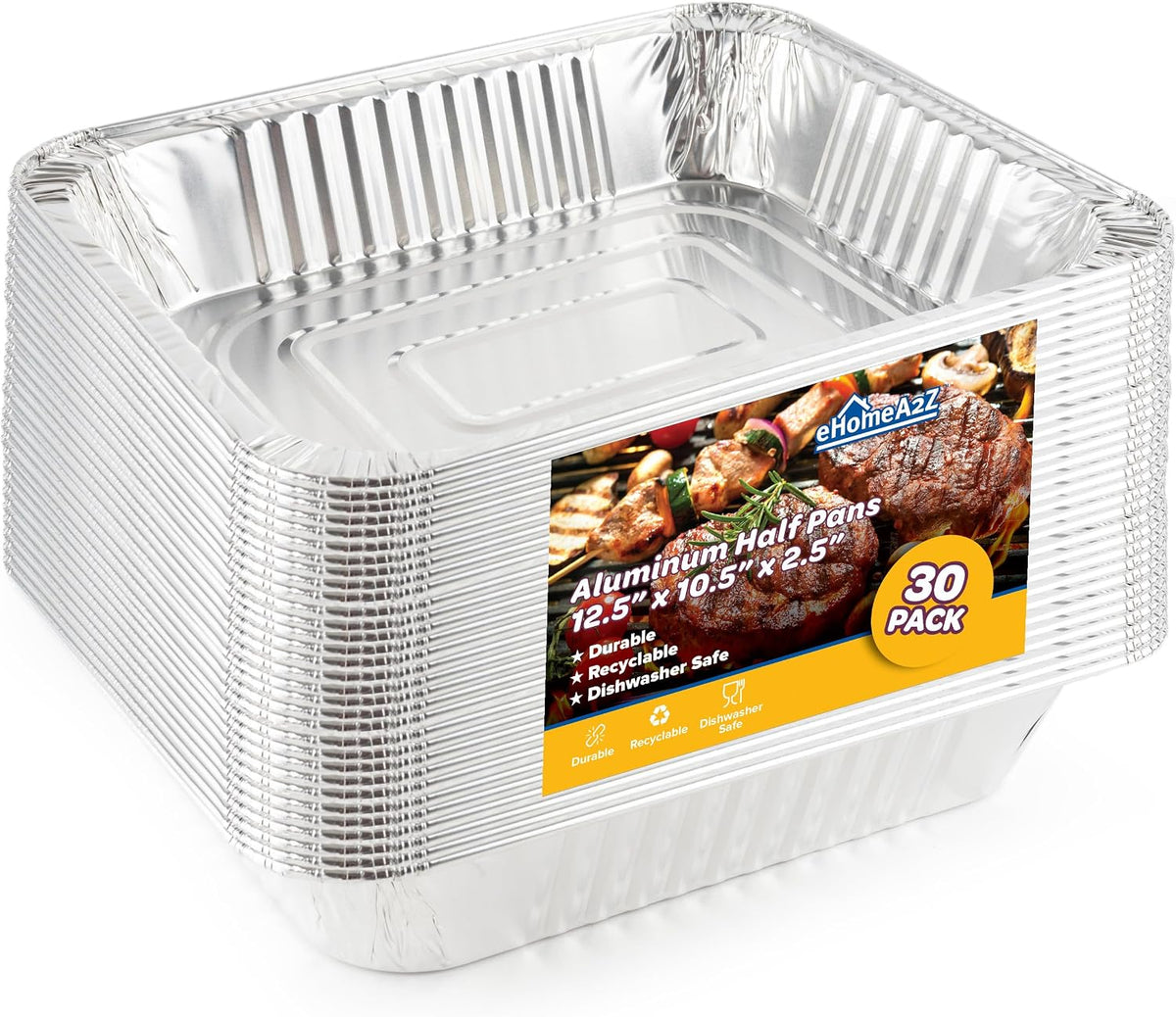 Aluminum Pans 9x13, 30 Pack – Disposable Half Size Foil Trays