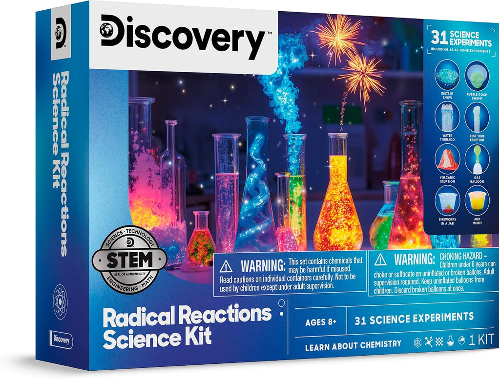 Radical Reactions Science Kit - 31 Experiments STEM Lab for Kids| DIY Activity Set with Chemistry Tools, Volcano