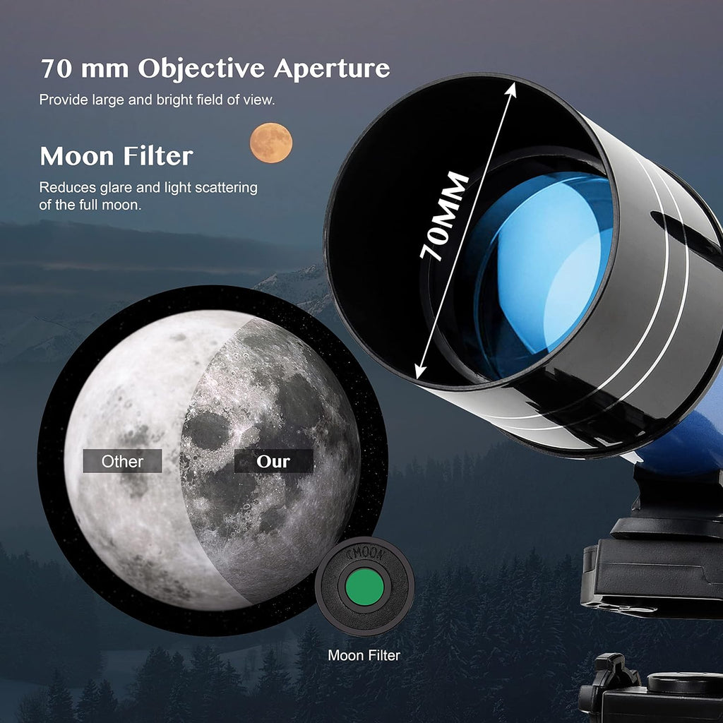 40070 Astronomy Telescopes for Beginners and Adults with K10 and K25 Eyepieces 70mm Travel Telescope Adjustable