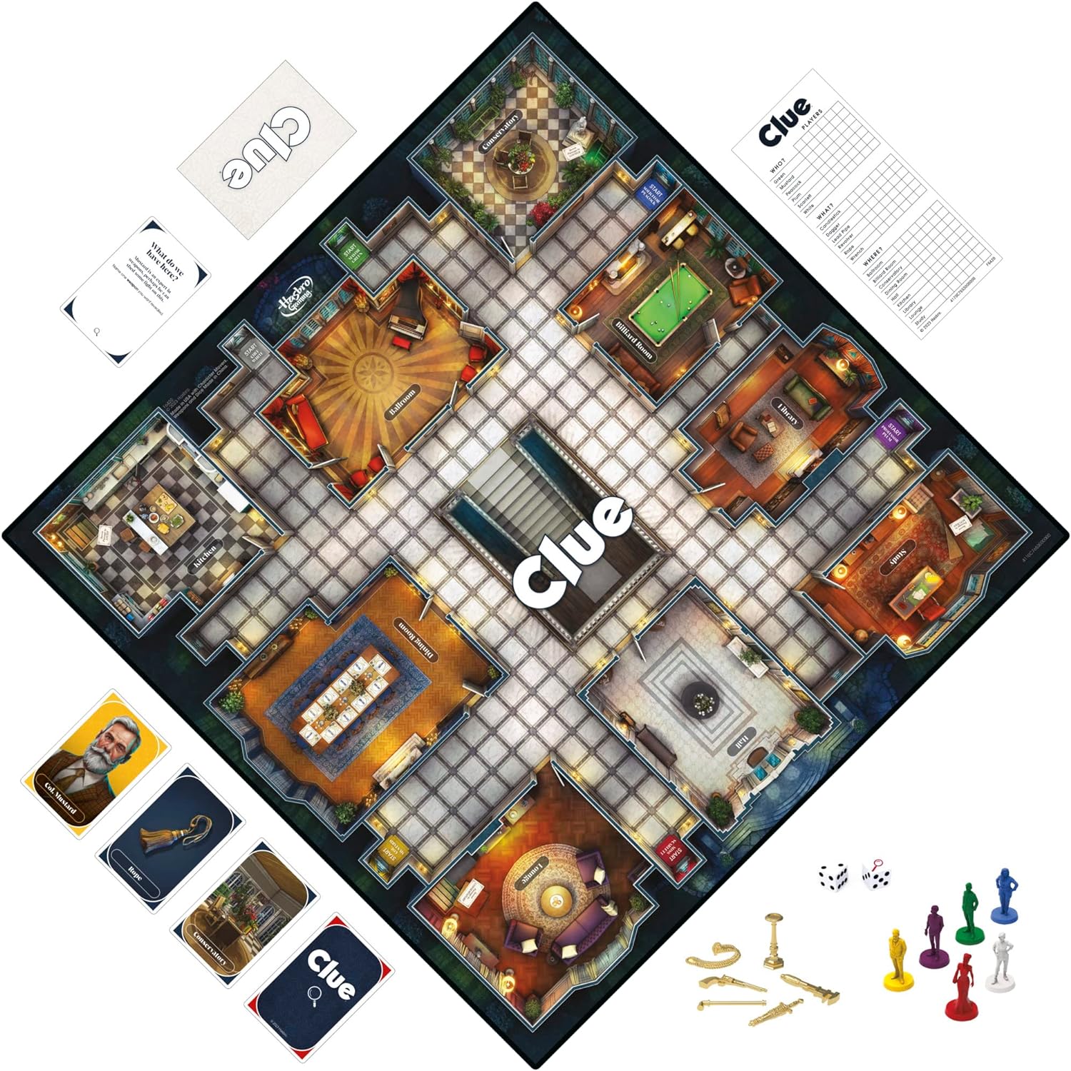 Clue Board Game for Ages 8 and Up, Reimagined Clue Game for 2-6 Players, Mystery, Detective, Family Games for Kids