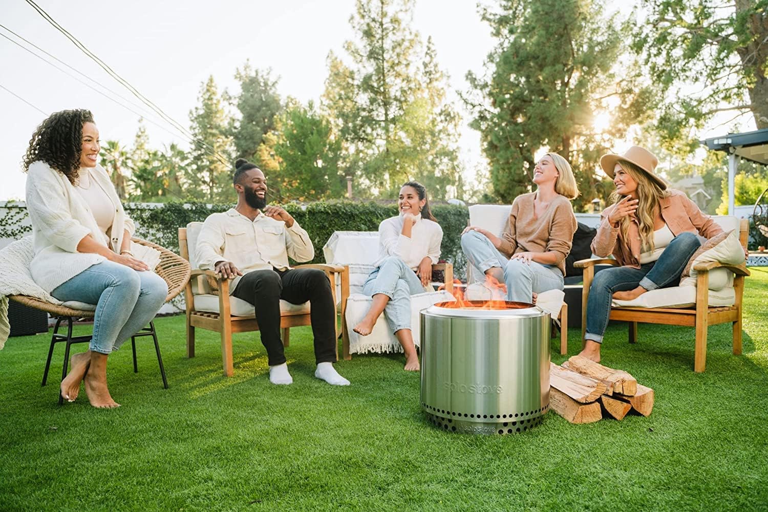 Bonfire w/Stand | 19.5" Smokeless Wood Burning Fire Pit, Silver
