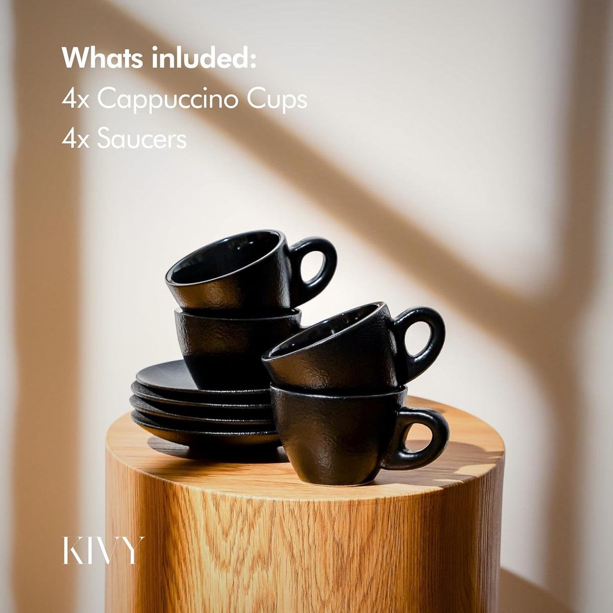 Cappuccino Cups set - 4x 8oz - Thick-walled stoneware cappuccino cup