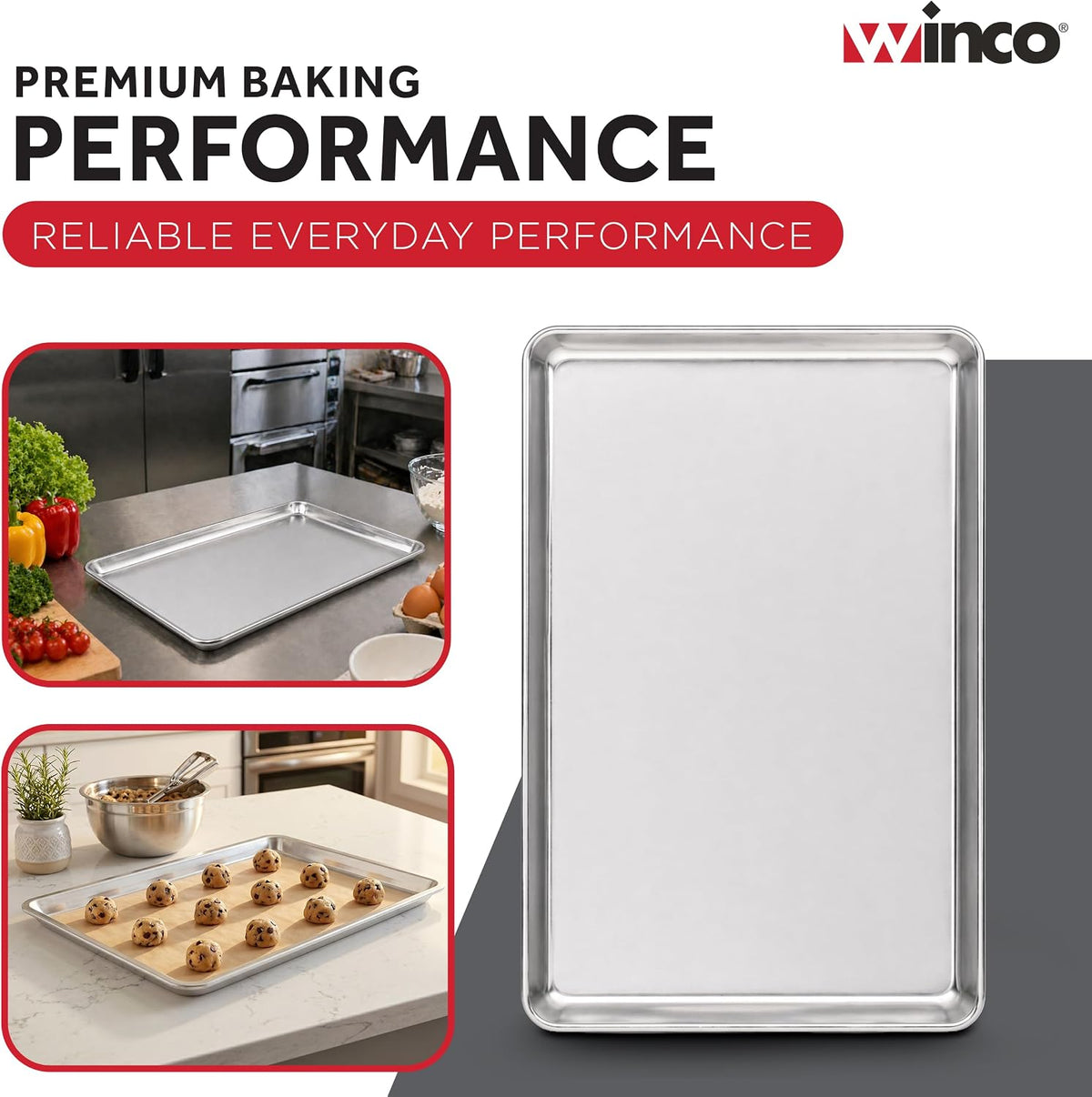13" x 18" Aluminum Sheet Pan, 1/2 Size, Reinforced Rim, Closed Bead