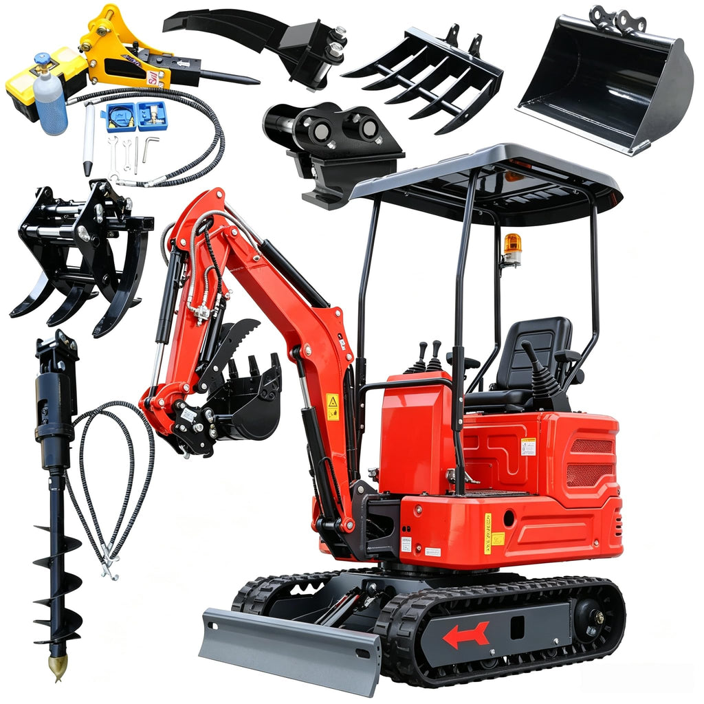 DS319CB,1.4 Ton Mini Excavator w/Kubota-Diesel Engine, w/Side Swing Boom (RED5)