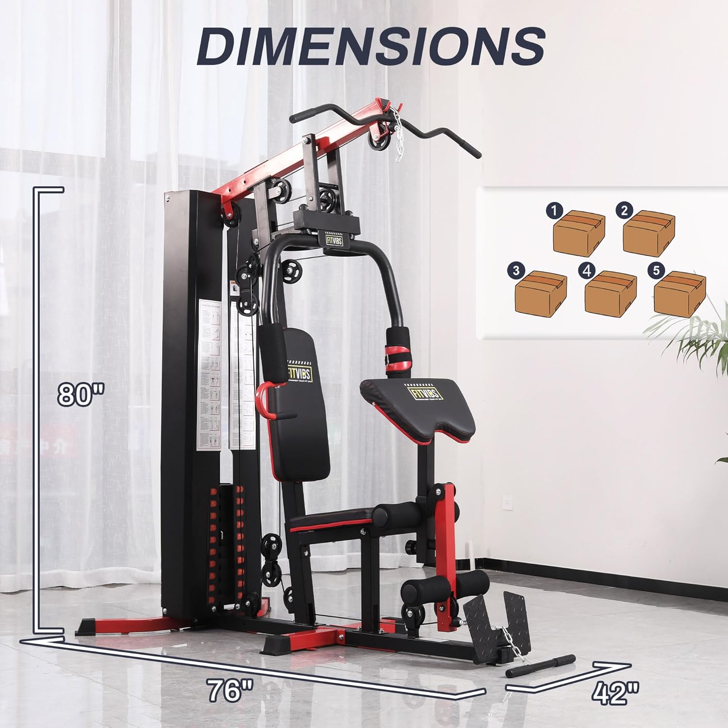 Home Gym Equipment, Multifunctional Full Body Workout Weight Machine Station with Weight Stack, All in One Exercise
