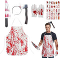 Butcher Costume Set, Scary Halloween Costumes with Apron and Props