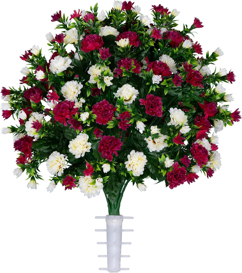 Artificial Cemetery Flowers - Gravesite Memorial Arrangment - Beauty & Cream Garden Mums - (1) Bouquet