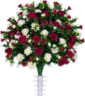 Artificial Cemetery Flowers - Gravesite Memorial Arrangment - Beauty & Cream Garden Mums - (1) Bouquet