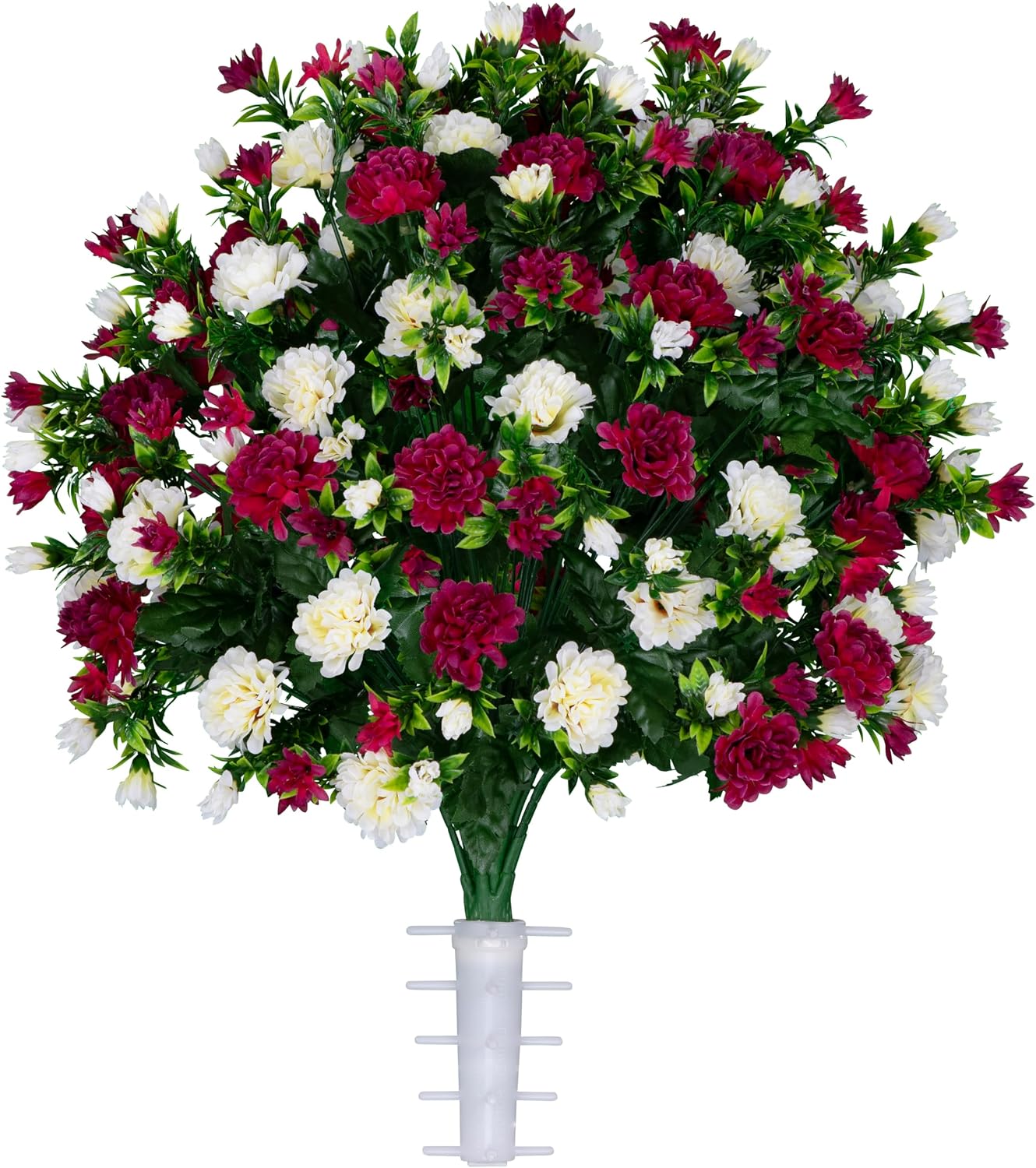 Artificial Cemetery Flowers - Gravesite Memorial Arrangment - Beauty & Cream Garden Mums - (1) Bouquet