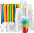 20 oz Clear PET Cups With Dome lids & Straws for Iced Coffee 40 Sets