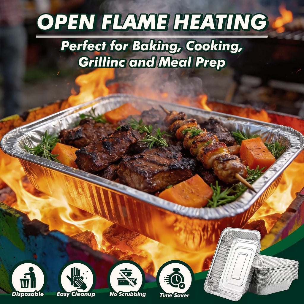 9x13 Aluminum Foil Pans 30 Pack, Disposable Baking Pan for Roasting