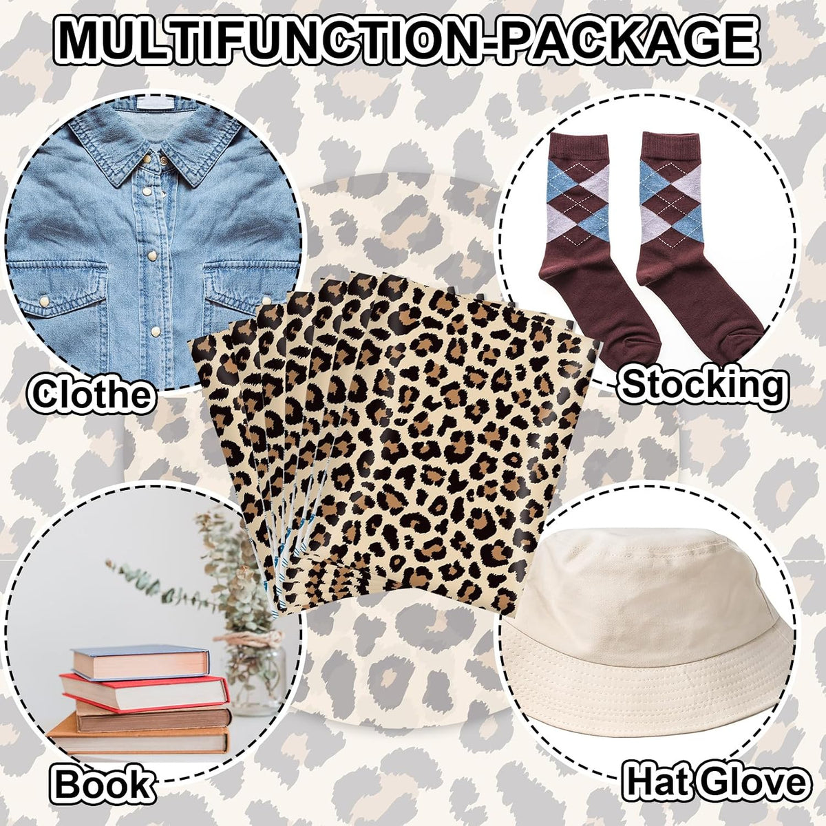 100 Pcs Cheetah Poly Mailer Mailing Bag 10 x 13 Inch Leopard Self-Sealing Plastic Packaging Envelope Bag for Small