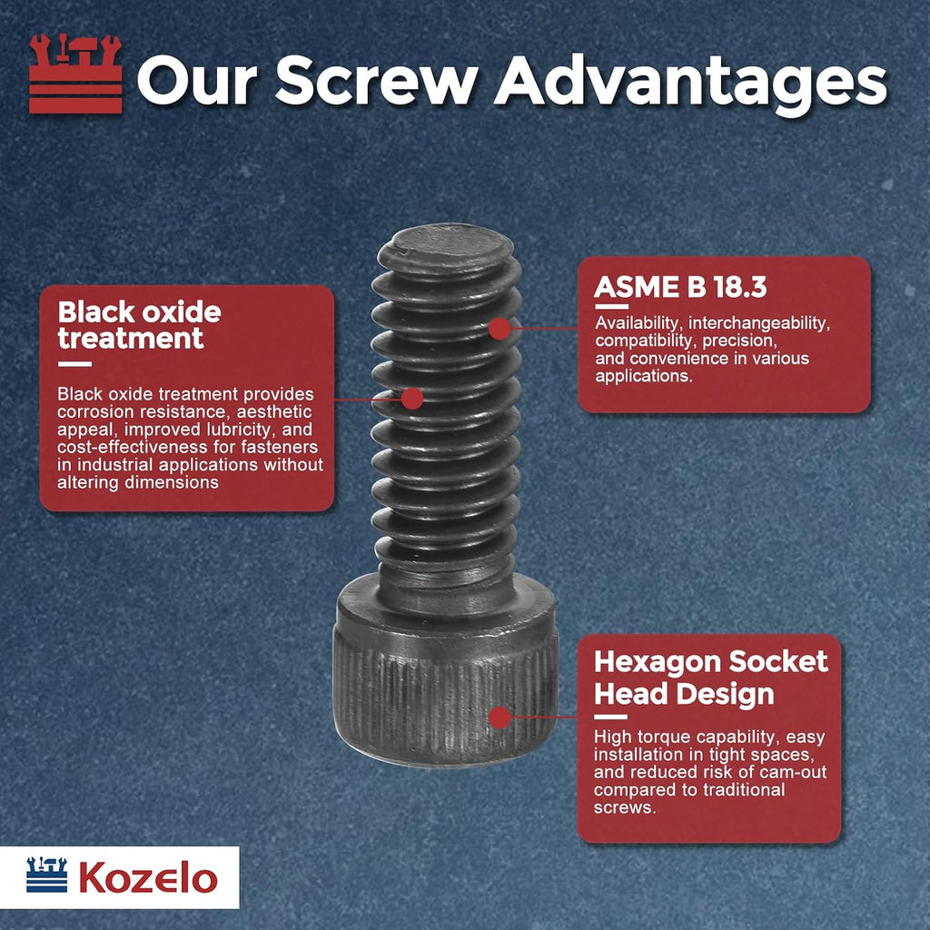 100pcs Socket Head Cap Screws Bolts Nuts Kit #8-32 Alloy Steel Black