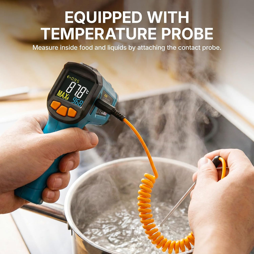 Infrared Thermometer Gun, -58°F to 1472°F(-50~800°C), Sky Blue