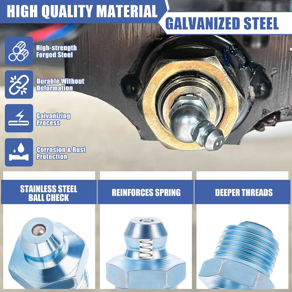 800PCS Grease Fittings Kit, SAE & Metric with Caps and Wrench Kit