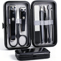 Manicure Pedicure Set 8pcs Stainless Steel Nail Clippers Kit Fingernail Toenail Clippers Cutters with Leather Case