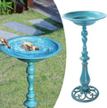 26.6"H Cast Iron Pedestal Bird Bath,Metal Birdbath for Outdoors (Blue)