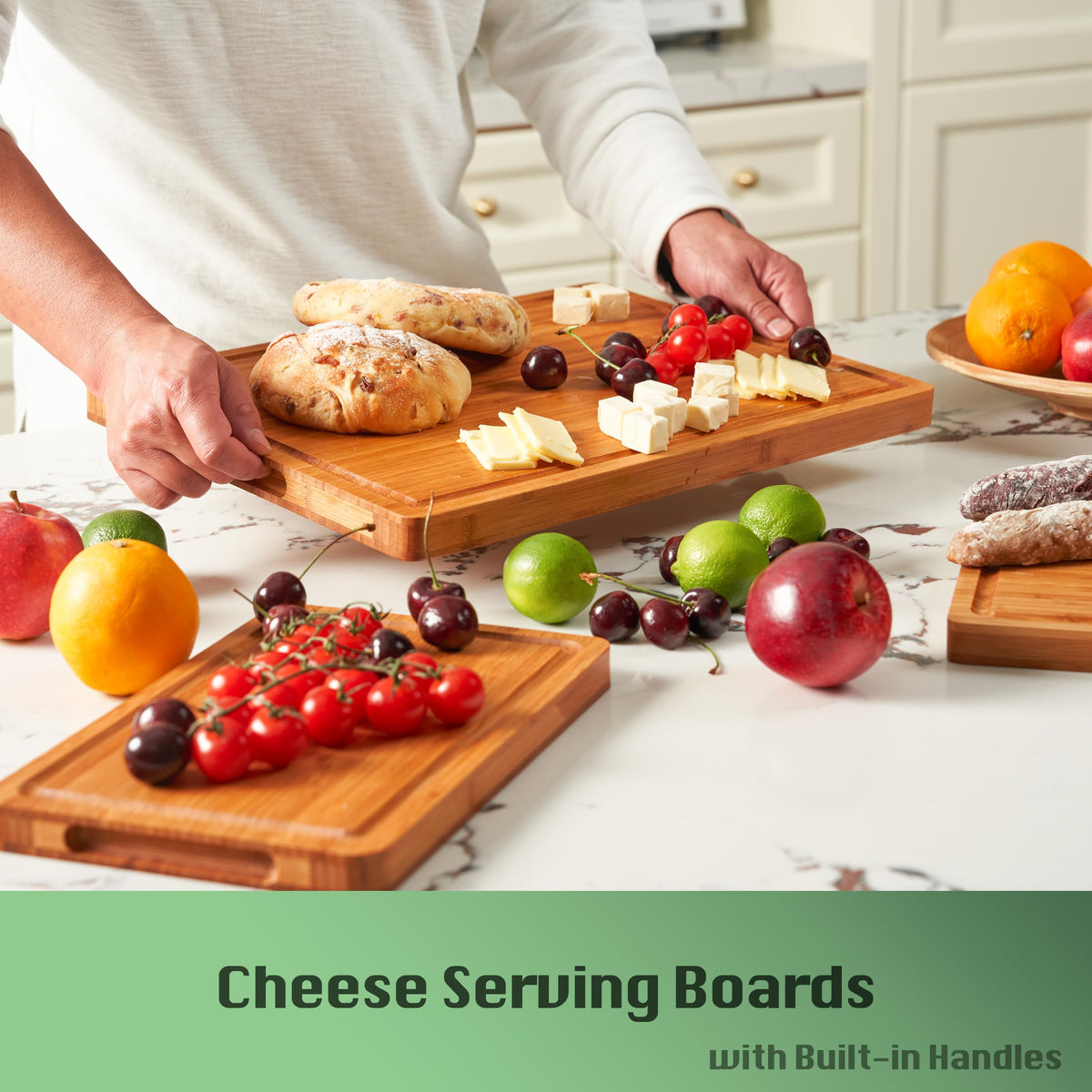Extra Thick Wood Cutting Board for Kitchen, Reversible and Durable