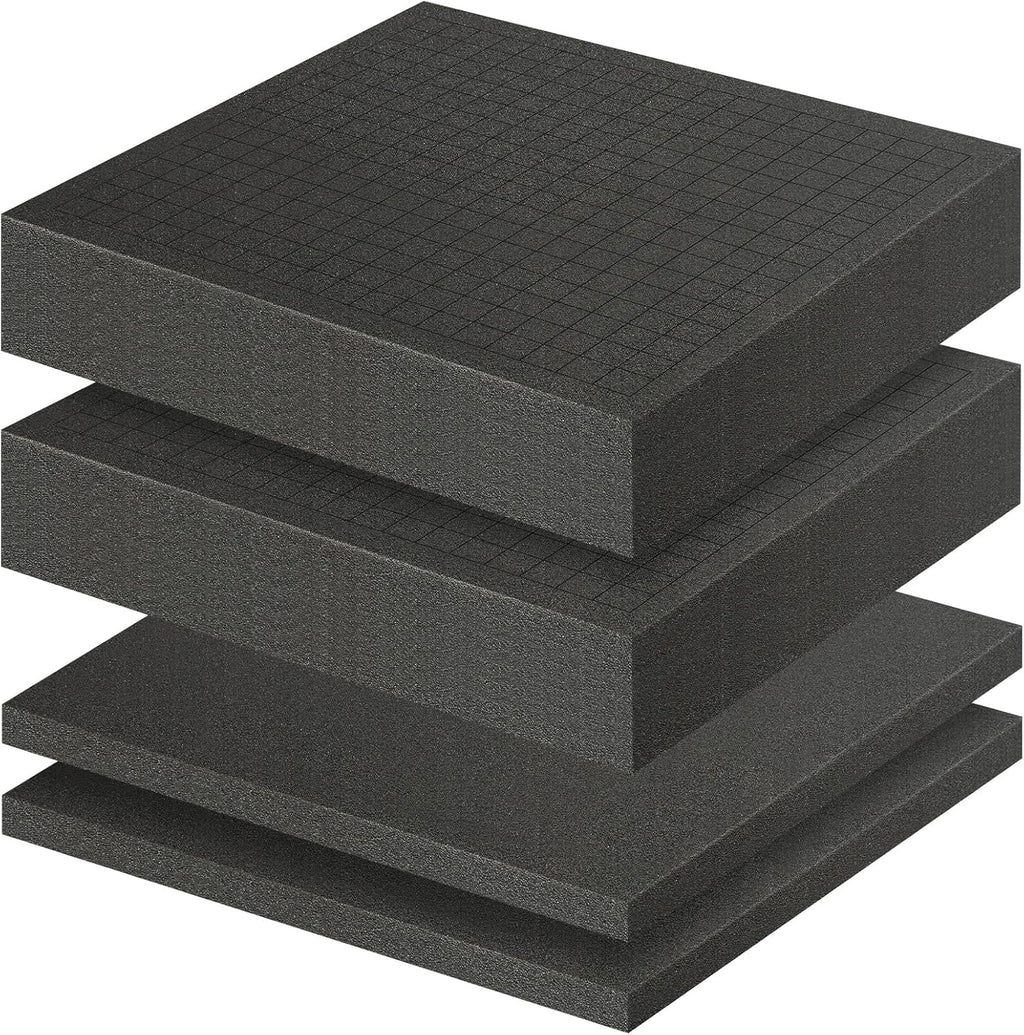 Pick and Pluck Foam Inserts, 4 Pcs 12 x 12 In, 2 Thick Polyurethane Foam