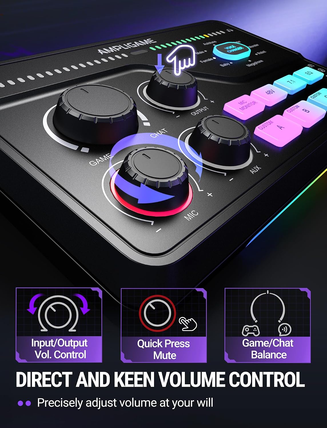 SC8 Gaming Audio Mixer for Live Streaming with 7.1ch Surround sound