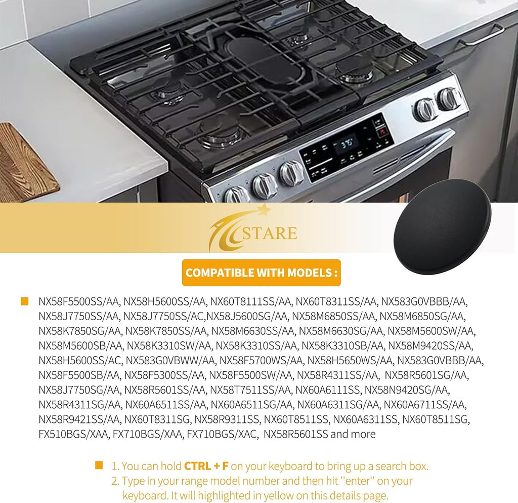 Allstare DG62-00067A Surface Large Burner Cap Replacement for Samsung Gas Range Parts NX58H5600SS/AA NX60T8311SS/AA NX60A6511SS/AA 3.74 Inch Samsung Gas Stove Burner Flame Cap Range Burner Head 1 Pc