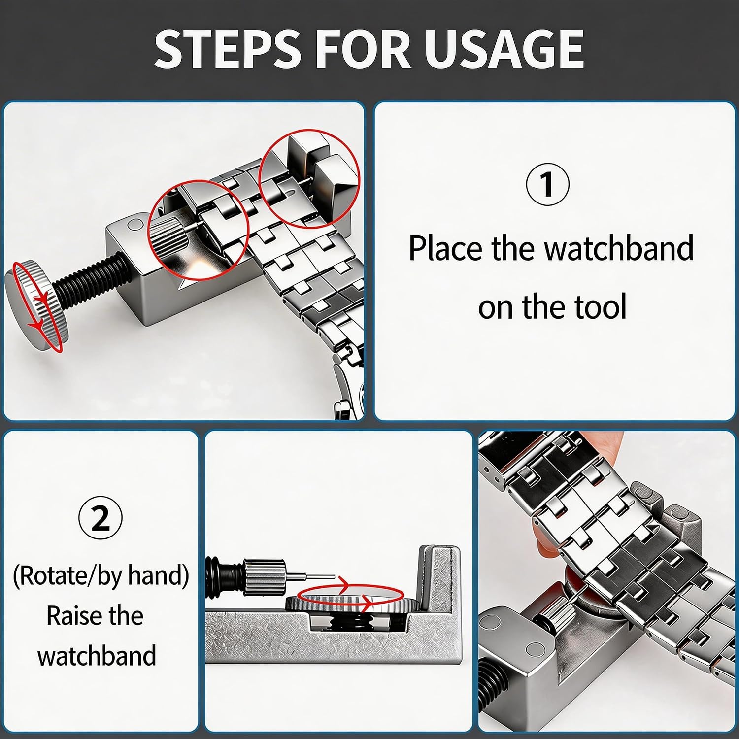 Professional Watch Repair Kit with Watch Battery Replacement Tools, Watch Link Removal Kit, Including Spring Bars