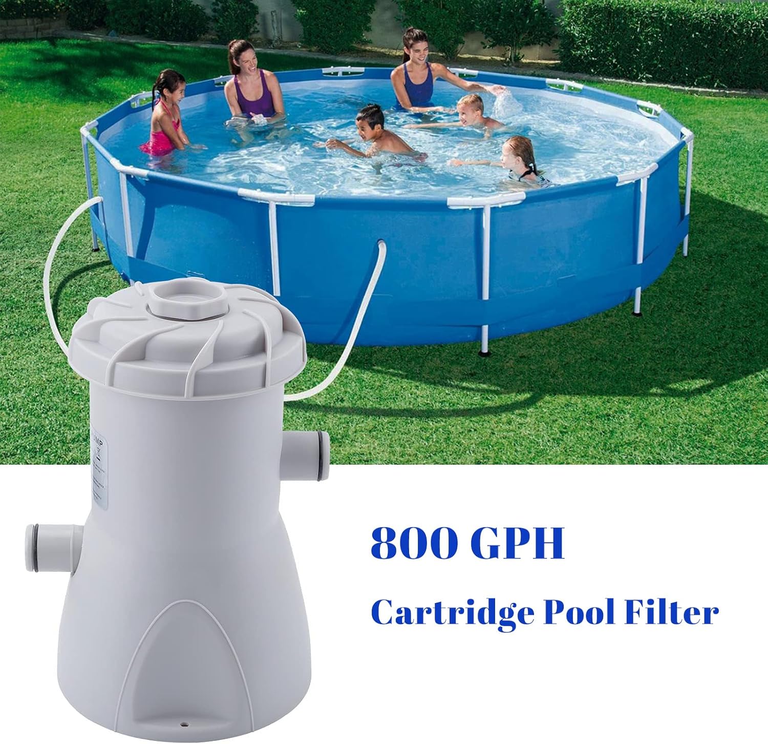 Pool Pump Filter 800 GPH, Pool Filters for Above Ground Pool Filter, Cartridge for Inflatable Swimming Pools