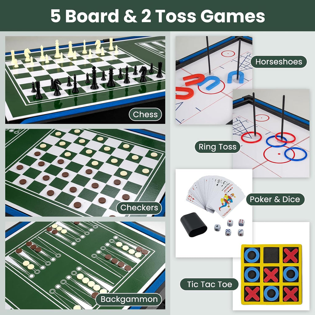 Multi Game Table 48", 14 in 1 Combo Game Table w/Basketball, Billiards, Foosball, Ping Pong, Hockey, Shuffleboard