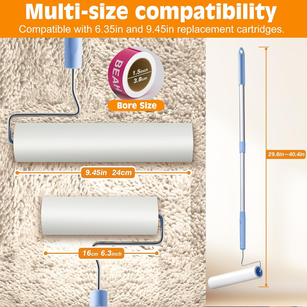 Lint Roller for Pet Hair Extra Sticky,10 Years Lifespan,9.45''/6.3" Pet Hair Removal Tool Roller for Pet Dog Cat Hair