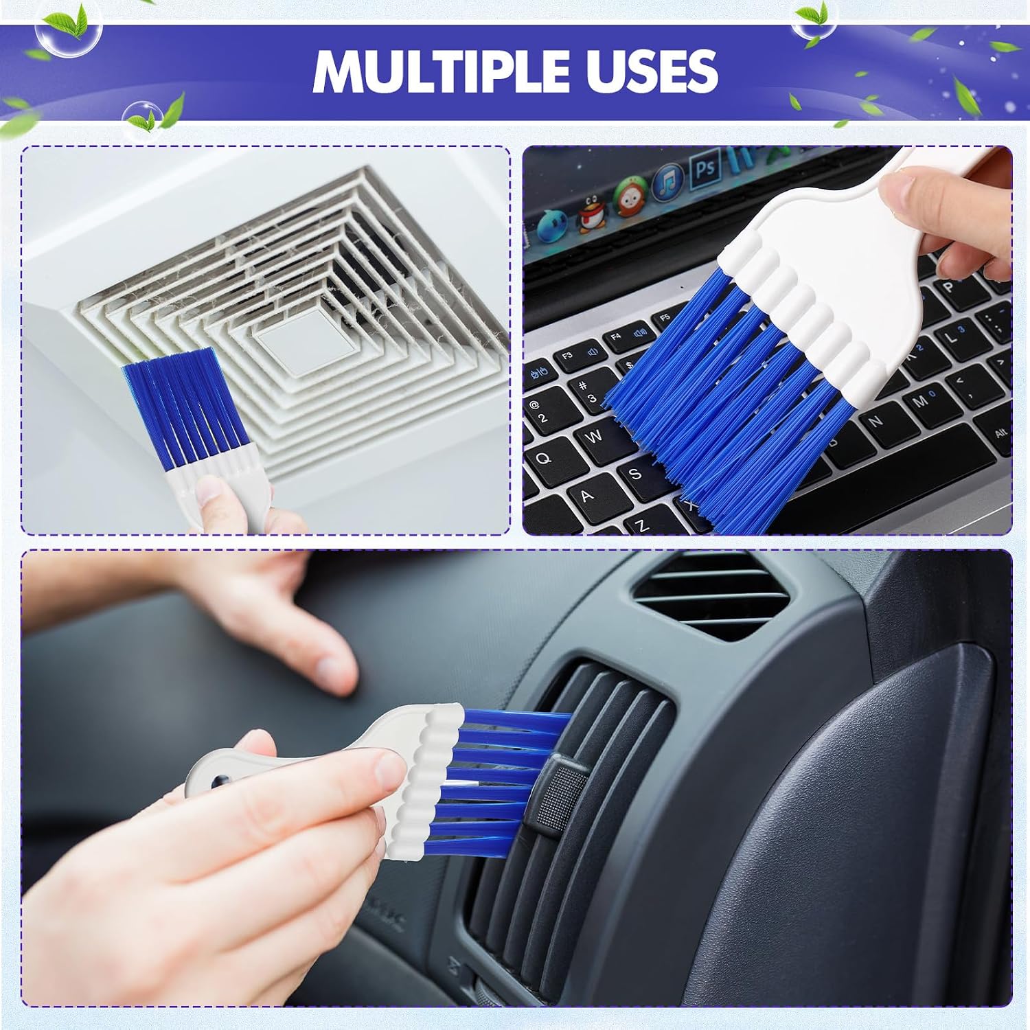 6 Packs Coil Brush Air Conditioner Condenser Refrigerator Cleaning HVAC Coil Cleaner Small Plastic Whisk Brush (Blue)