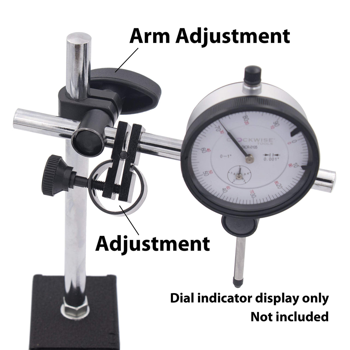 Clockwise Tools MGBR-02 Magnetic Base Stand for Digital Dial Indicator Gauge 176lbs Max Pull