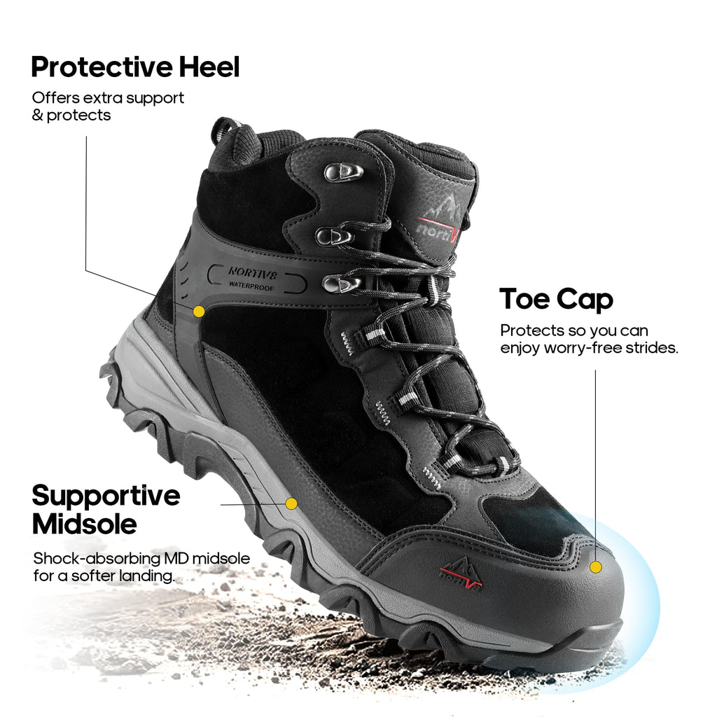 Men's Waterproof Lightweight Hiking Boots,Black,10.5